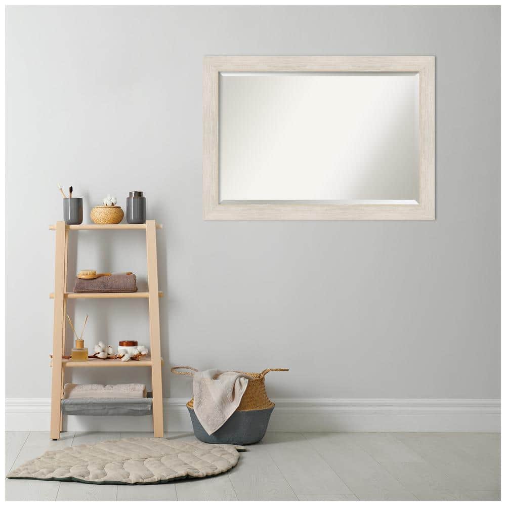 41" x 29" Whitewash Wood Bathroom Vanity Mirror