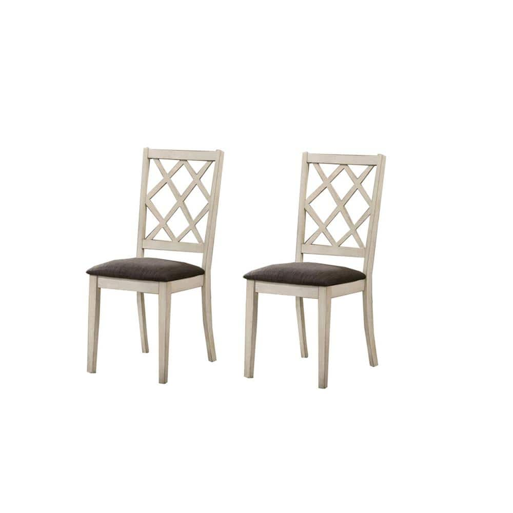 Antique White Fabric Dining Chair Side Chair (Set of 2) LC-952820 - The ...