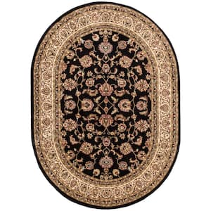 Barclay Sarouk Black 5 ft. x 7 ft. Traditional Floral Oval Area Rug