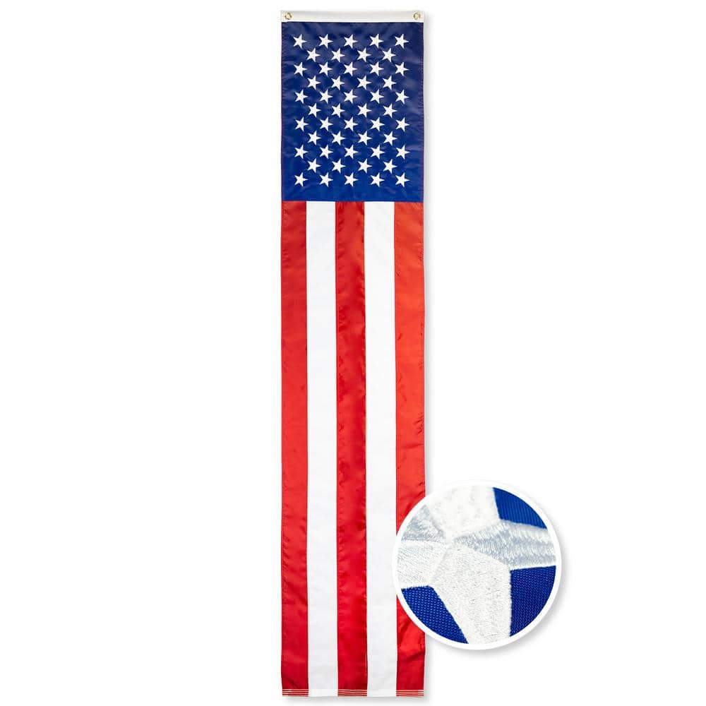 G128 0.67 ft. x 1.67 ft. Polyester Pull Down Flag USA Embroidered Flag ...
