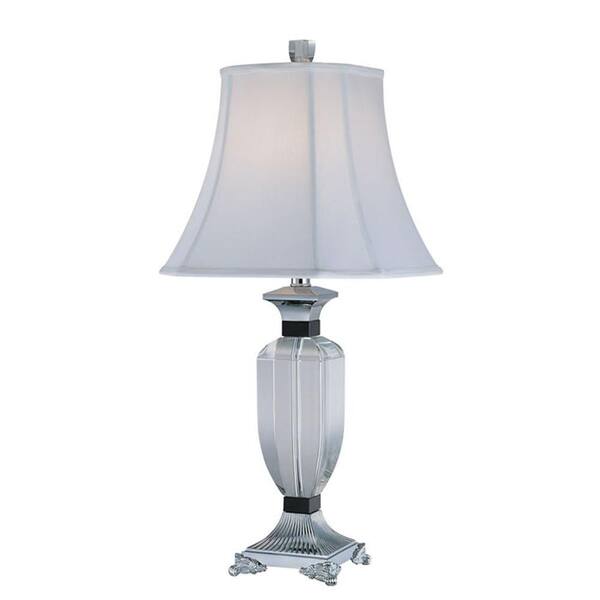 Illumine 28.75 in. White Table Lamp with White Fabric Shade