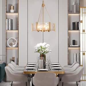 19.5 in. 6-Light Brass Gold Modern Island Chandelier, Farmhouse DIY Pendant Light, Water Glass Dining Room Chandelier