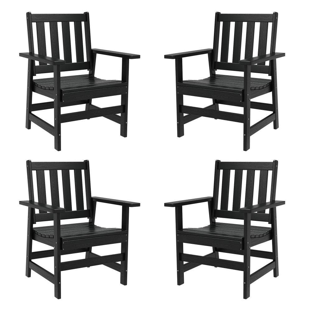 Black HDPE Outdoor Dining Chair with Armrests, All-Weather Patio Chair for Backyard, Patio or Garden (Set of 4) price history on PriceWatchPro