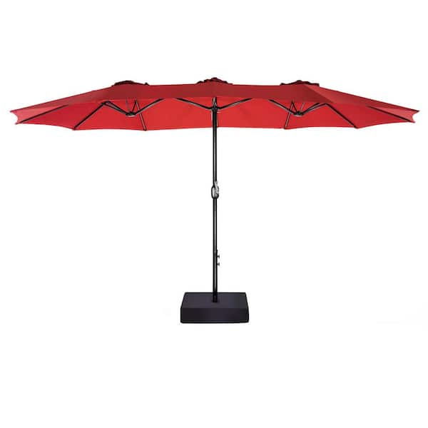maocao hoom 15 ft. x 8.5 ft. Large Double-Sided Rectangular Outdoor Patio Market Umbrella in Red