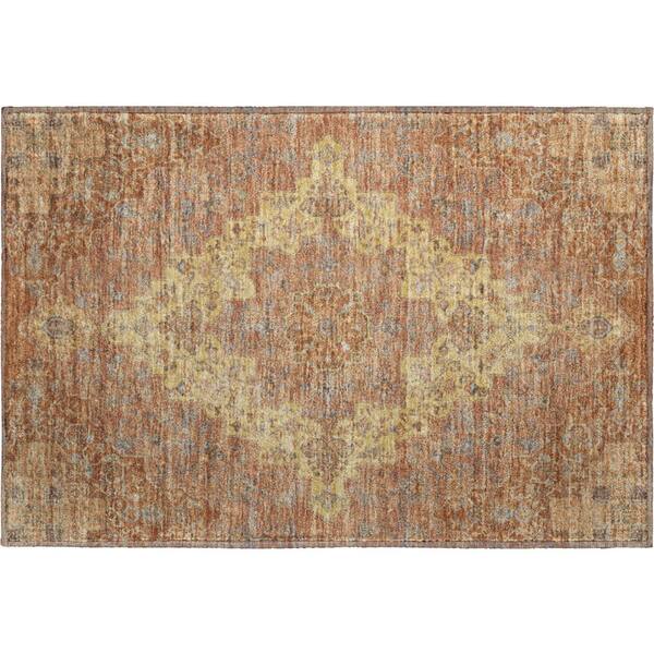 Mayfield Premium Machine Washable Abstract AMF2486 Paprika 2 ft. x 3 ft. Accent Rug