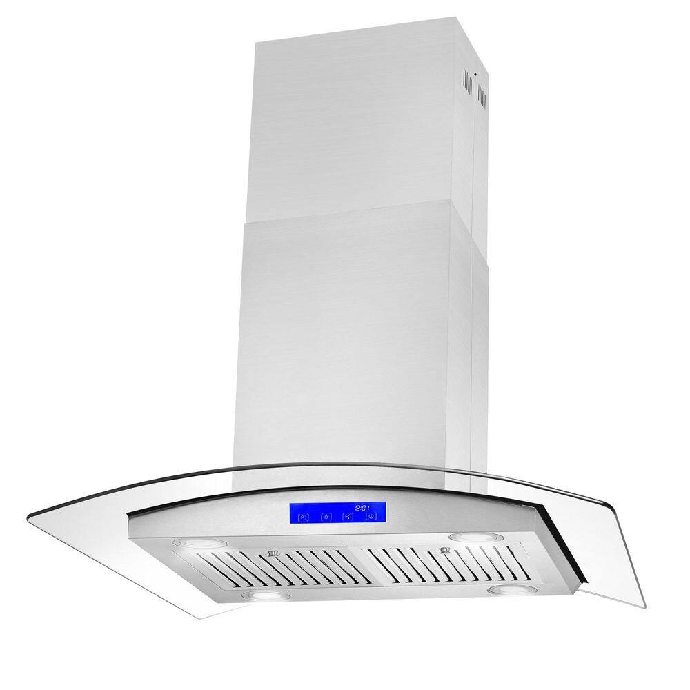 Cosmo 30" Stainless Steel Convertible Island Range Hood with Charcoal Filter
