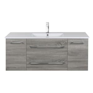 Kato 48 in. W x 19 in. D x 20 in. H Single Sink Wall-Mounted Bathroom Vanity Cabinet in Dorato with Acrylic Top in White