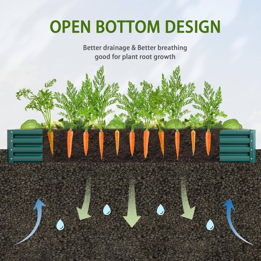 8 ft x 4 ft Green Galvanized Steel Raised Garden Bed Planter
