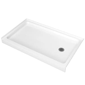 Nsip 60 in. L x 36 in. W Rectangular Non-Slip Alcove Single Threshold Shower Pan Base with Right Drain in White Tray