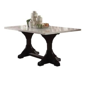 Off white Marble Top Trestle Base Dining Table Seats 4