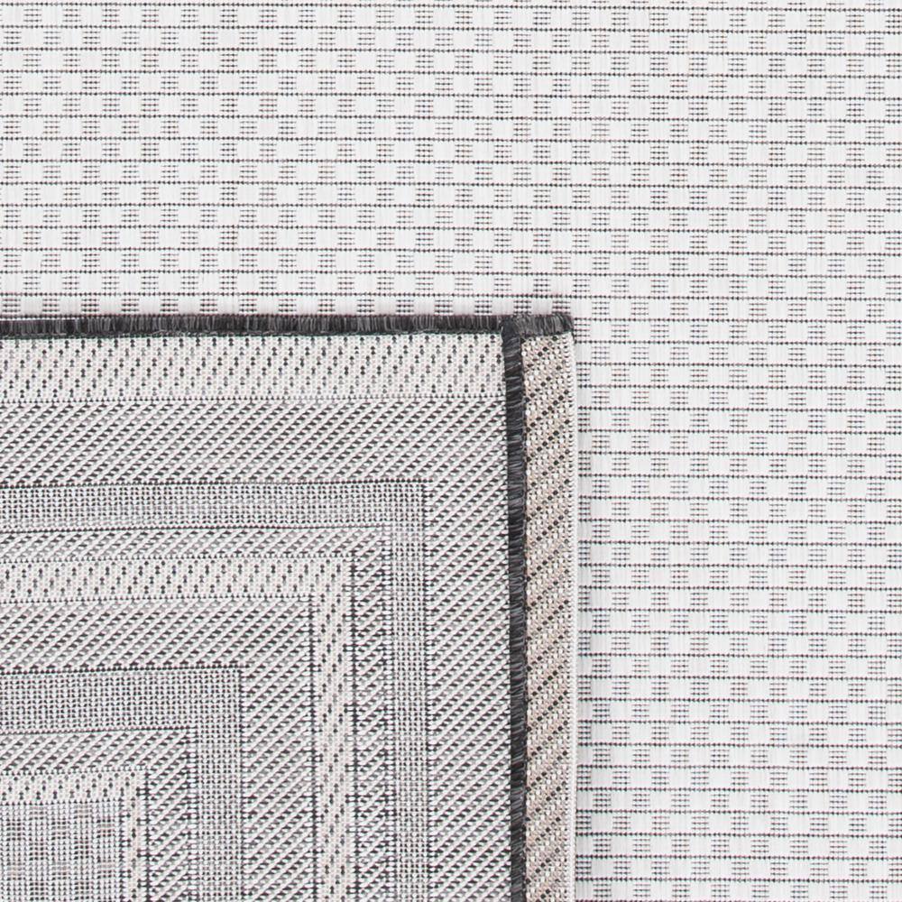 Ivory and Black Reversible Square Synthetic Indoor/Outdoor Rug