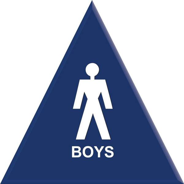 Lynch Sign 12 in. Boys Blue Triangle Restroom Sign