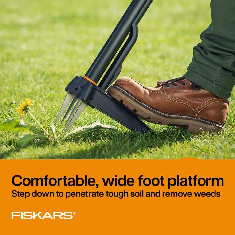 Fiskars 12" 4 Claw Stand Up Stainless Steel Hand Weeder