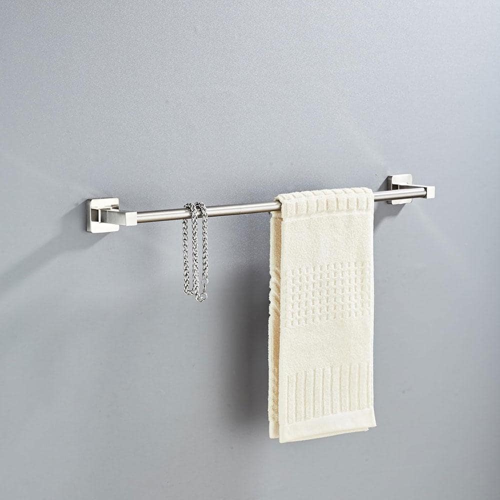 Brushed Nickel 4-Piece Bathroom Hardware Set with Towel Bar