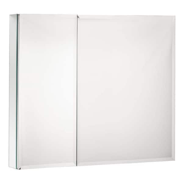 30 in. W x 26 in. H Large Rectangular Silver Aluminum Recessed/Surface Mount Medicine Cabinet with Mirror