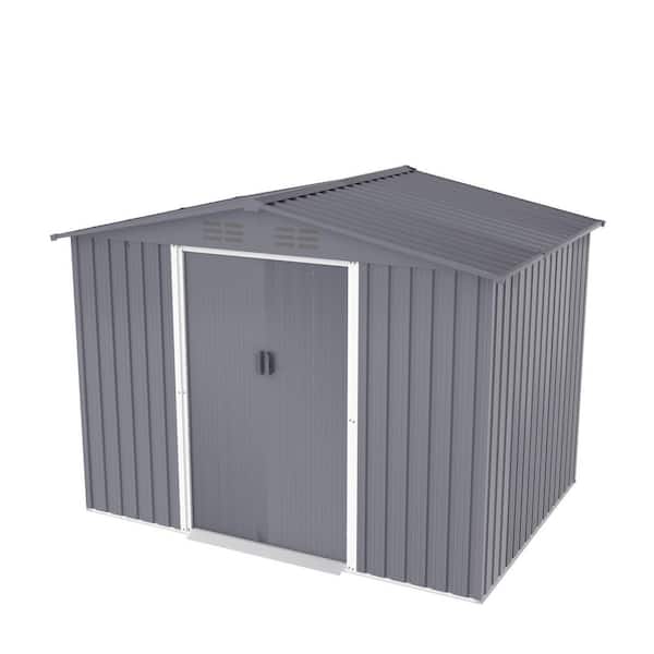 8 ft. W x 6 ft. D Gray Metal Outdoor Storage Shed with Air Vent and Doors (48 sq. ft. )