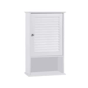 16-1/2 in. W x 6-1/2 in. D x 27-1/2 in. H White Bathroom Storage Wall Cabinet with Height Adjustable Shelf