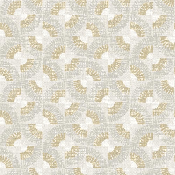 Tempaper Grasscloth Fans Canary Gold Peel and Stick Wallpaper Sample
