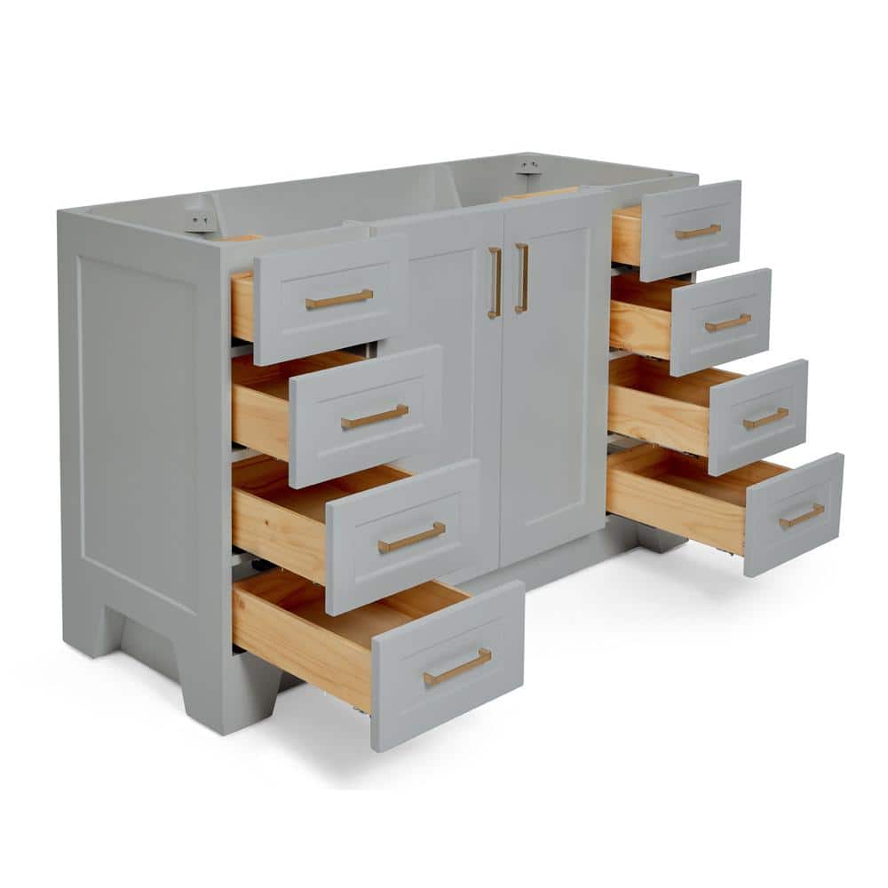 Taylor 54'' Gray Freestanding Single Bathroom Vanity Base with Brass Hardware