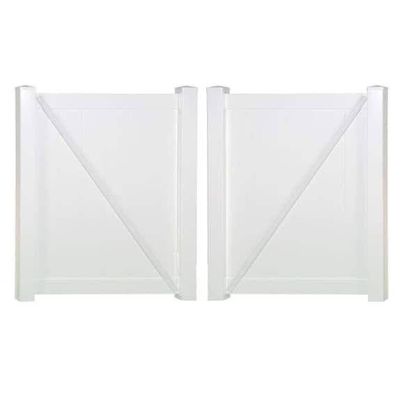 Savannah 7.4 ft. W x 4 ft. H White Vinyl Privacy Double Fence Gate Kit
