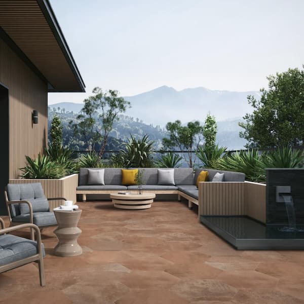 Argillos Hex Terracota 21 in. x 24 in. Porcelain Floor and Wall Tile (10.2 sq. ft. /Case)