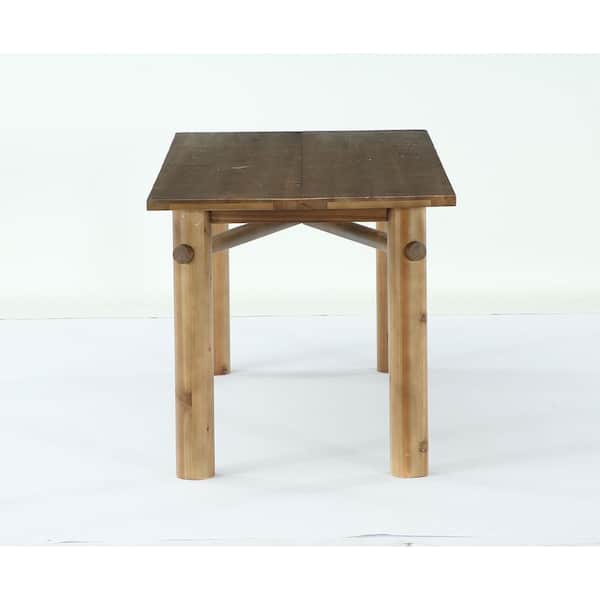 Halseey Brown 63 in. Solid Wood Square 4-Legs Dinner Kitchen Dining Table Seats 6 Heavy Duty Farmhouse