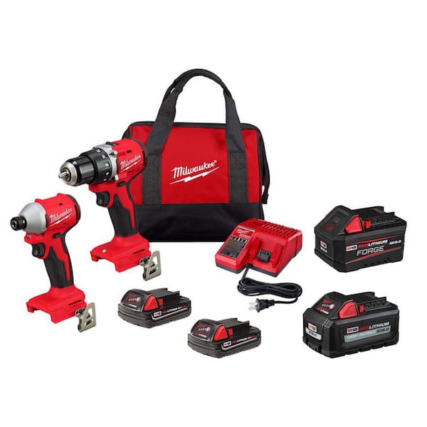 M18 FUEL 18V Lith-Ion Brushless Cordless Hammer Drill & Impact Driver Combo Kit (2-Tool) w/ 4 Batteries