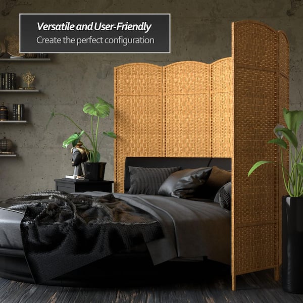 6 ft. Light Beige 4-Panel Room Divider