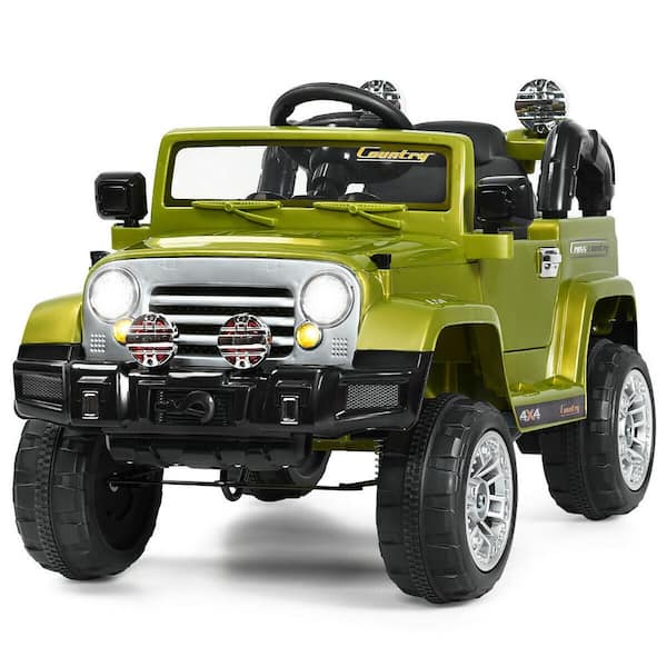 Costway 12-Volt MP3 Kids Ride On Truck Car RC Remote Control with LED Lights Music Green