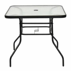 Black Square Steel Frame Patio Outdoor Bistro Table