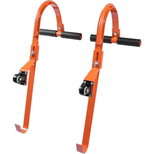2-Pieces Ladder Roof Hook Aluminum Stabilizer 500 lbs. with Wheel for Safe and Easy Roof Access Reach 10 ft.