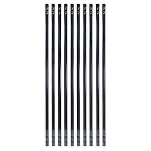 31 in. x 5/8 in. Gloss Black Steel Square Face Mount Deck Railing Baluster (Box of 10)