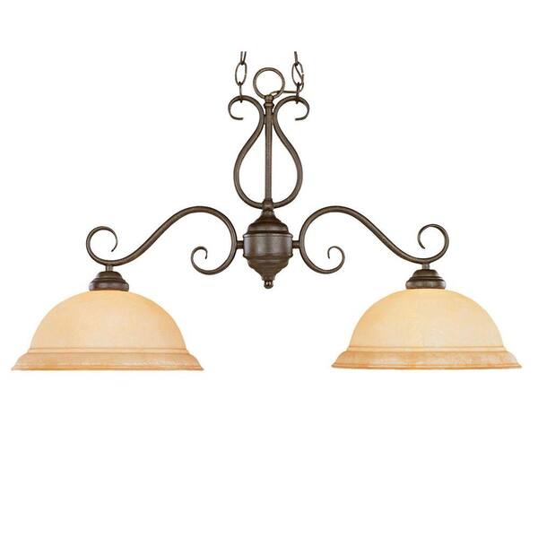 Millennium Lighting 2-Light Burnished Gold Island Light with Turinian Scavo Glass