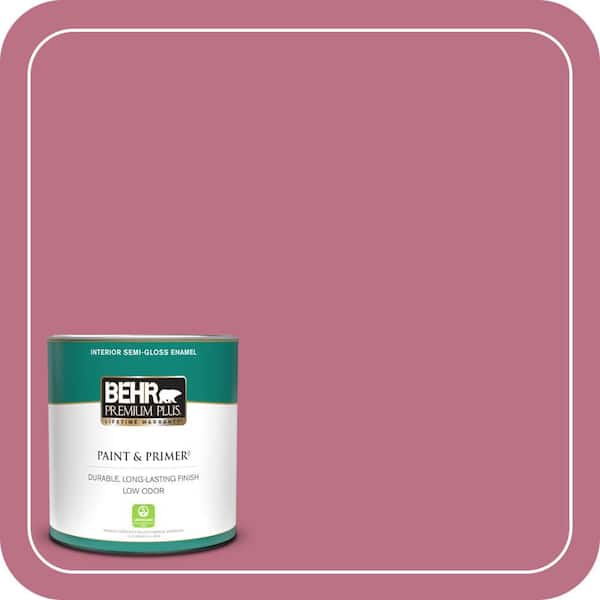 BEHR PREMIUM PLUS 1 qt. #MQ1-08 Smell the Roses Semi-Gloss Enamel Low Odor Interior Paint & Primer