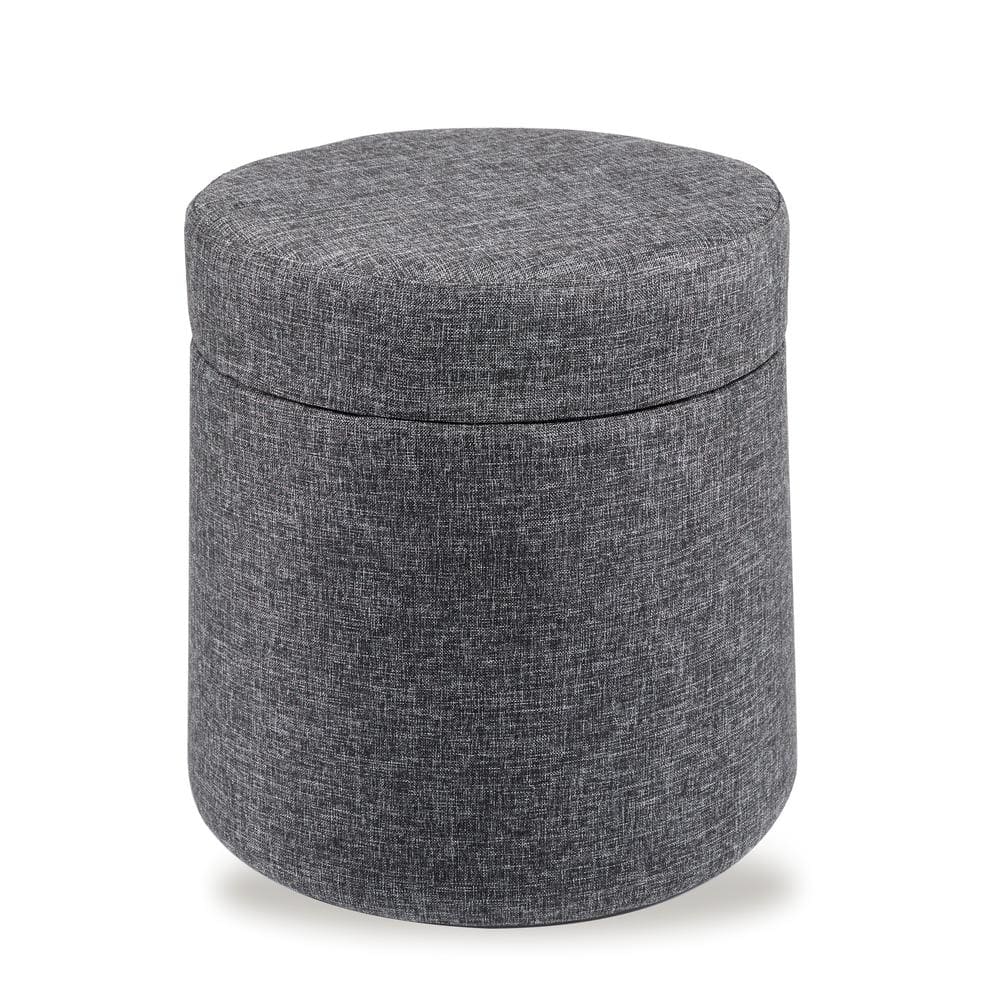 Modern Gray 18'' Wobble Storage Ottoman with Midnight Blue Cushion
