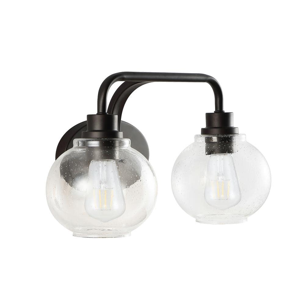 Sandrine French Country 17.5" Oil-Rubbed Bronze Vanity Light with Clear Seeded Glass