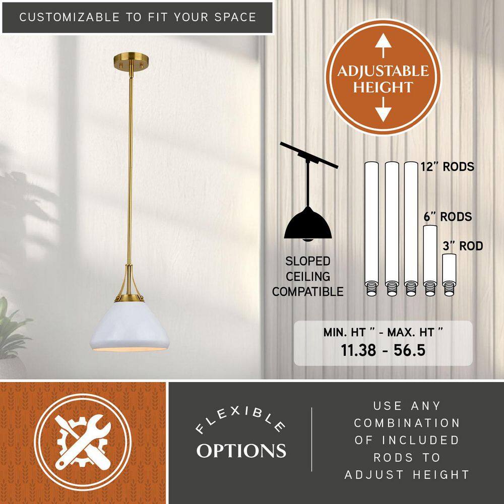Glossy White Aluminum 10-inch Indoor/Outdoor Pendant Light
