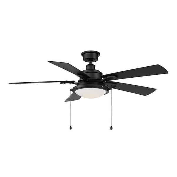 Home Decorators Collection Baxley Point 54 in. Integrated LED Indoor/Outdoor Matte Black Ceiling Fan with Light