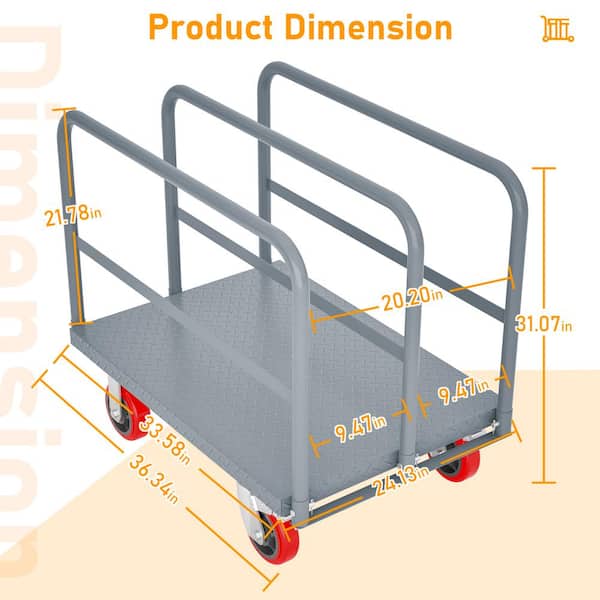 8 In 1 Steel Panel Truck Cart Dolly,3500Lbs Heavy Duty Platform