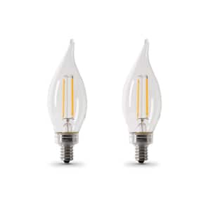 60-Watt Equivalent BA10 E12 Candelabra Dimmable Filament CEC Clear Glass Chandelier LED Light Bulb Soft White (2-Pack)