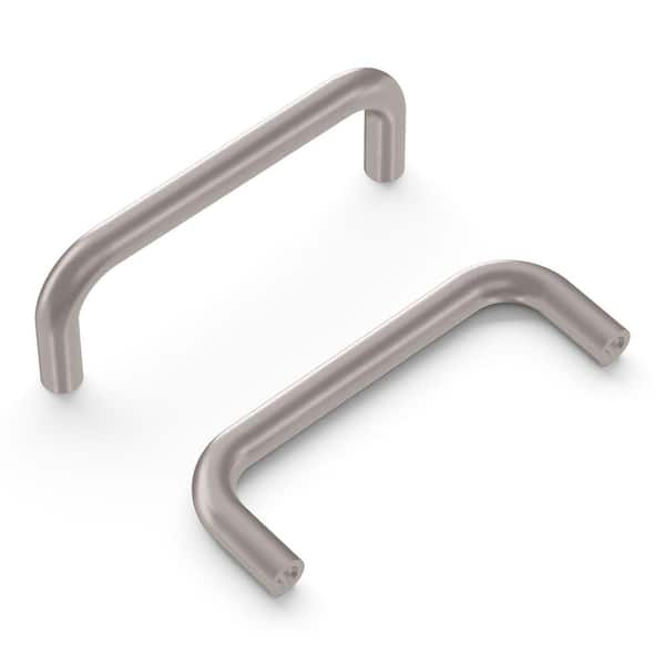 HICKORY HARDWARE Wire Pulls Collection Pull 3 in. (76 mm) Center to Center Satin Nickel Finish Modern Steel Bar Pull (10-Pack)