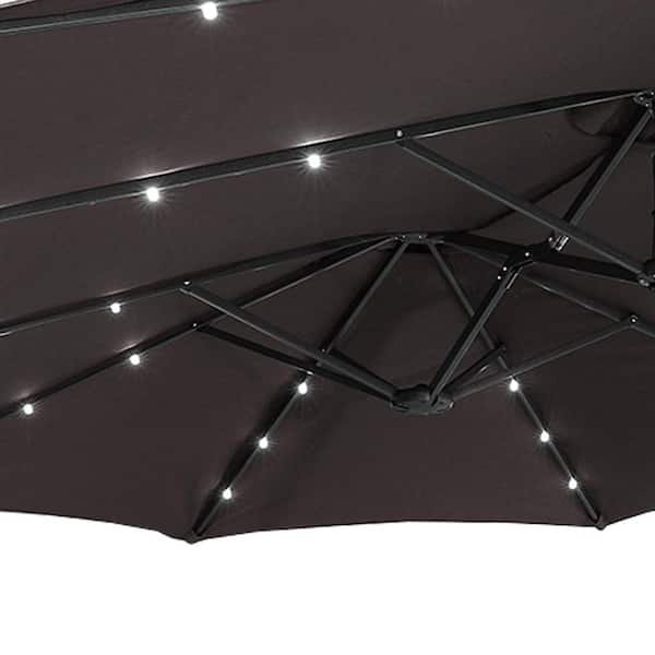 15 ft. Steel Patio Double-Side Market Umbrella with Base and 15 ft. Steel Patio Double-Side Market Umbrella with Base and