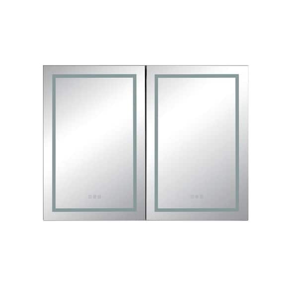Maincraft 48 in. W x 36 in. H Rectangular Black Aluminum Recessed/Surface Mount Medicine Cabinet with Mirror and LED Light