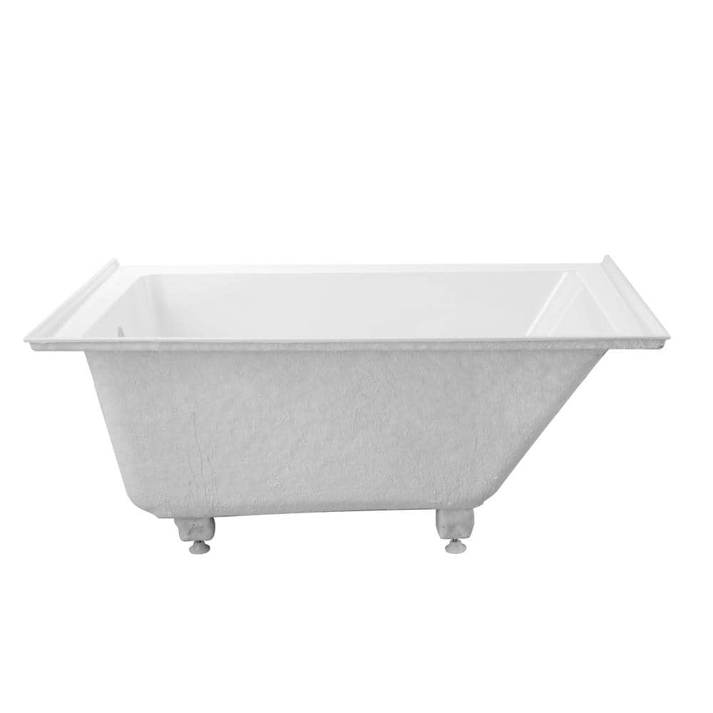 White Acrylic Alcove Soaking Bathtub with Right Drain