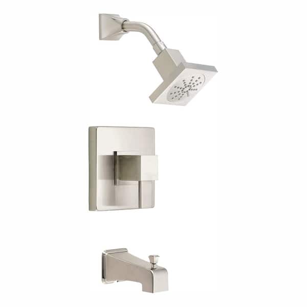 Danze Reef 1-Handle Pressure Balance Tub and Shower Faucet Trim Kit in Brushed Nickel (Valve Not Included)