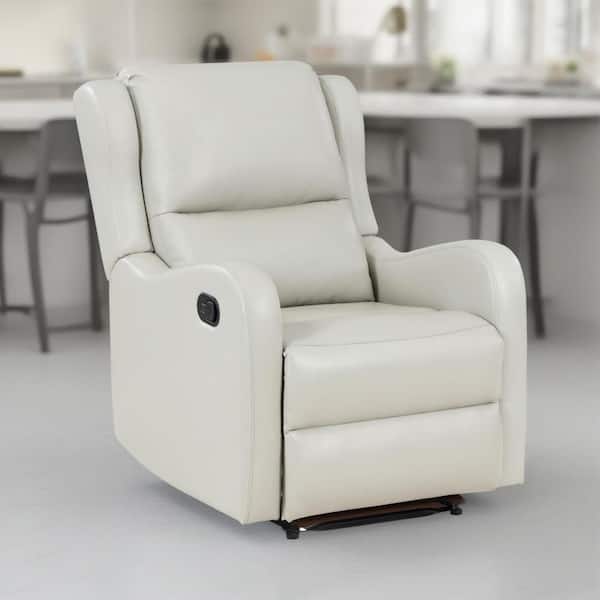 Mayra Ivory Faux Leather Glider Recliner Chair