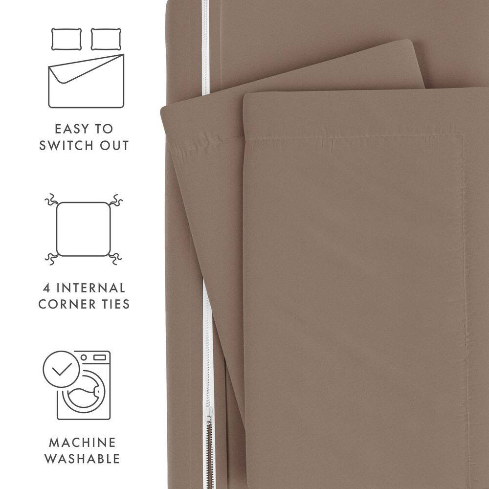 Taupe Microfiber Twin/Twin XL Duvet Cover Set with Pillow Sham
