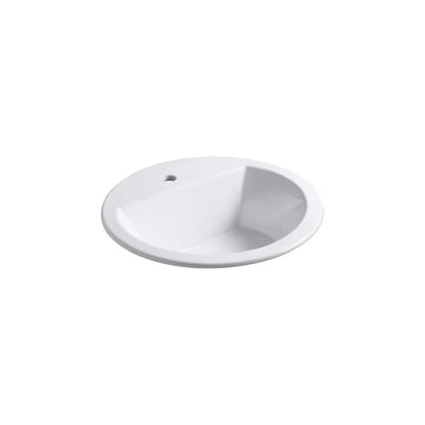 KOHLER Bryant 19 in. Round Drop-In Vitreous China Bathroom Sink in White with Overflow Drain