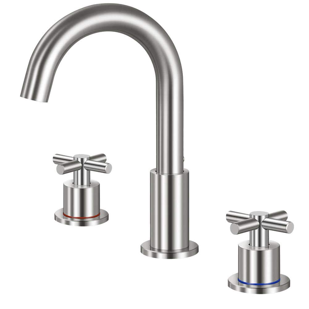 8 in. Widespread Double Handle Bathroom Faucet 3 Hole Sink Faucet with 360 