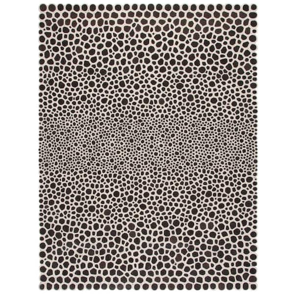 Manhattan 9 ft. x 12 ft. Charcoal/Ivory Geometric Spots Area Rug
